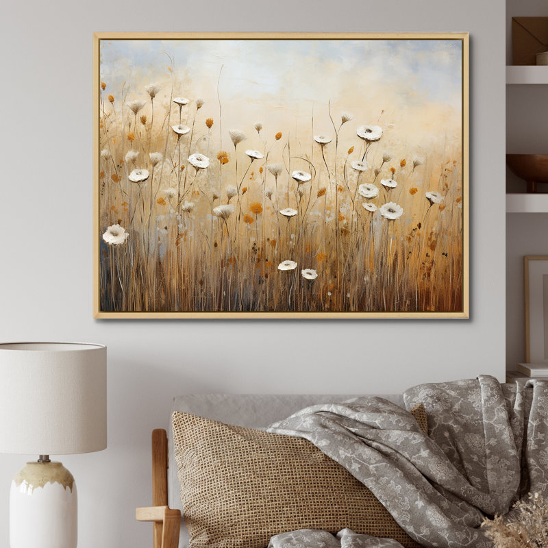Minimalisme prairie magique III sur toile, Cadre naturel flottant, H 24 po x l 32 po x P 1 po