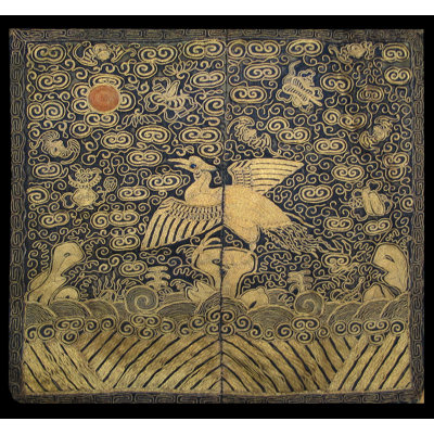 Tapis chinois antique en laine et textile