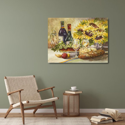 Rosalind Wheeler Van Dijk, Jerianne Gallery Wrapped Canvas Art Titled: Wine and SuFootballowers