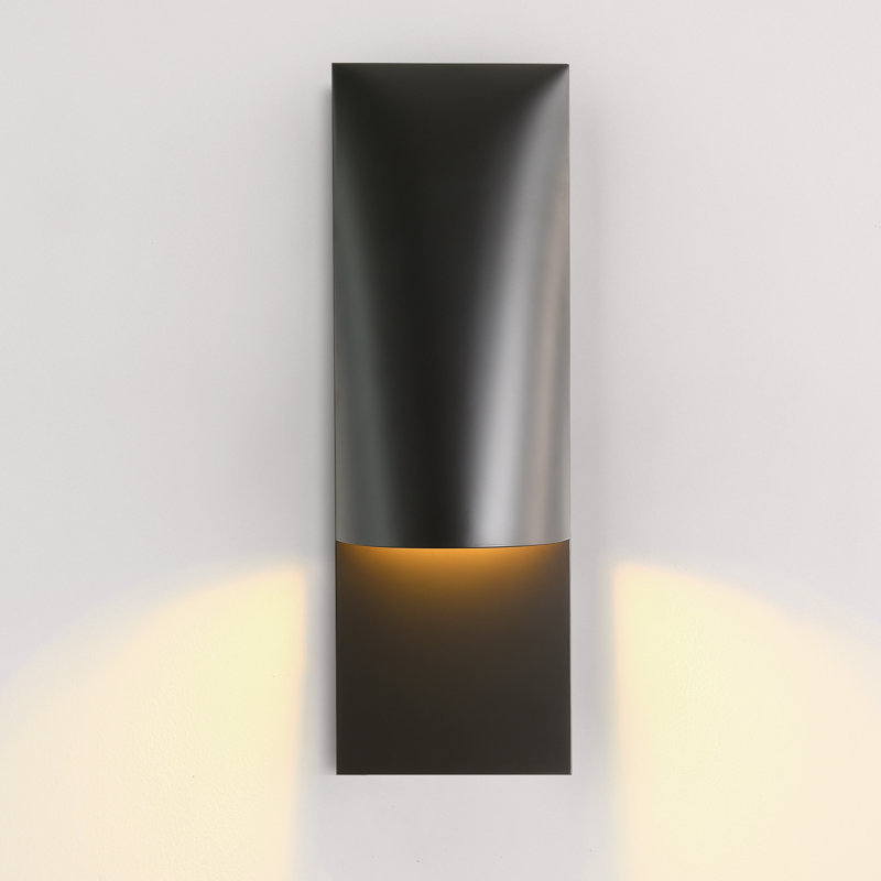 Applique murale moderne en fer 1 lumière avec abat-jour rectangulaire en métal, Noir mat