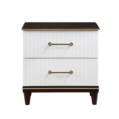Ensemble de 2 tables de chevet contemporaines en cerisier avec tiroirs en queue d'aronde et poignées en laiton