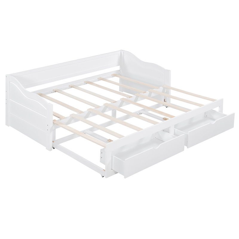 Budyoni Twin Daybed with Trundle and Drawers, White