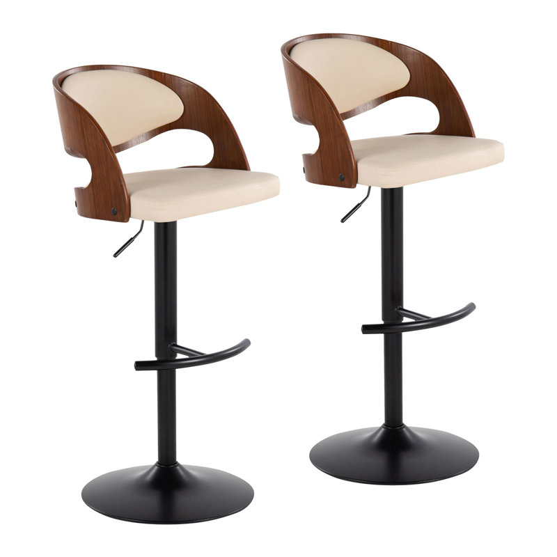 Tabouret de bar réglable Phoebe avec repose-pieds arrondi en forme de T (paquet de 2)