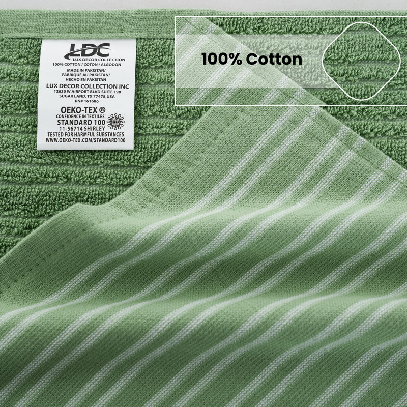 Green Cotton Terry Waffle Kitchen Towel Set of 6
