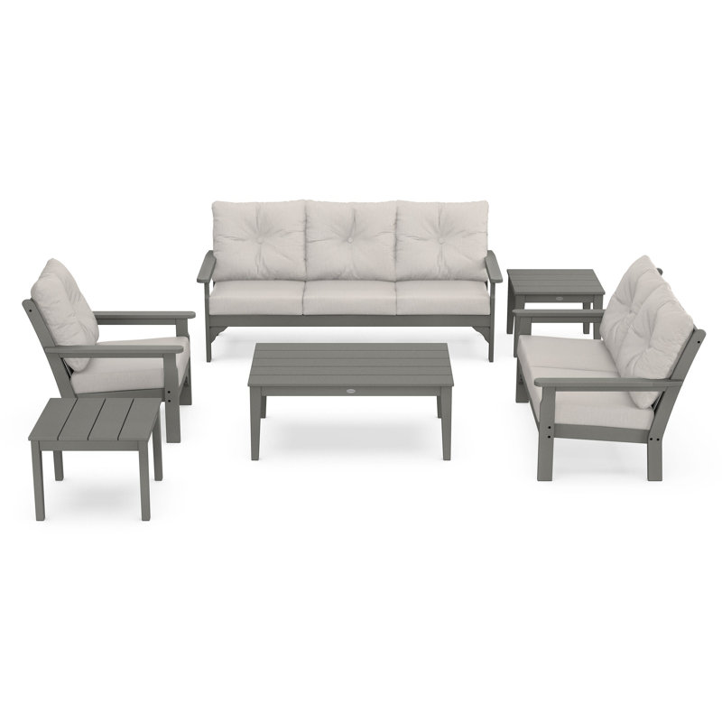 Vineyard 6-Piece Deep Seating Set, Slate Gray, Cast Ash