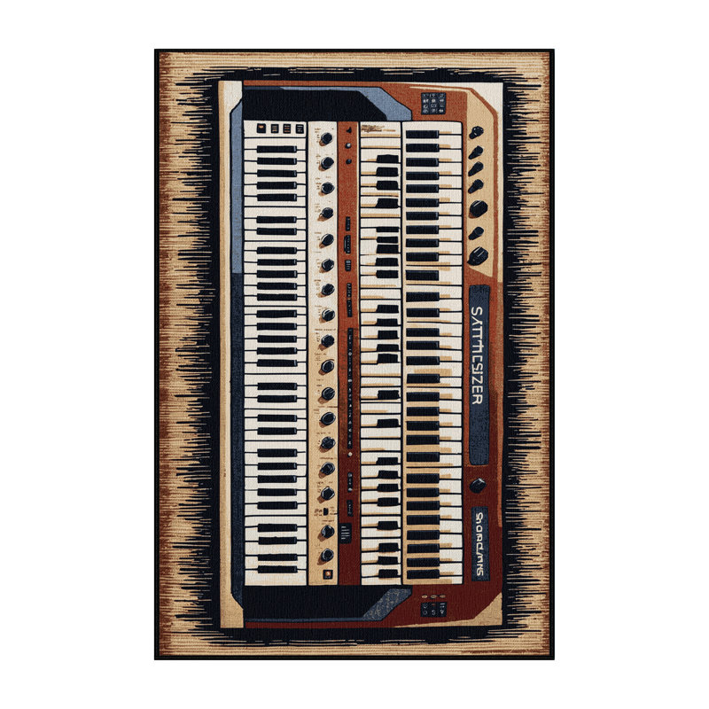Washable Synthesizer Music Area Rug, Rectangle 5' x 8'