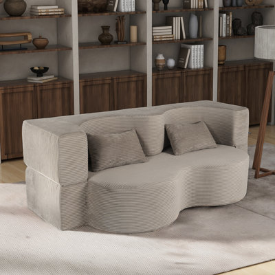 Canapé-lit 2 en 1 pliable, canapé-lit compressible convertible de 75 pouces avec mousse à mémoire de forme et revêtement en fausse fourrure, comprend 2 coussins pour plus de confort