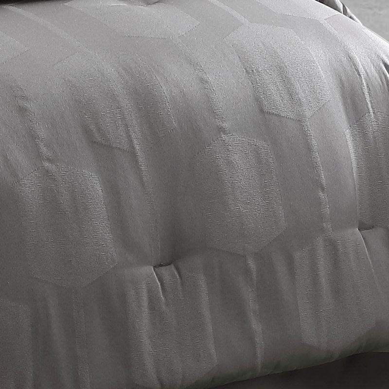 Gilmore Gray Comforter Set, King Comforter + 3 Throw Pillows
