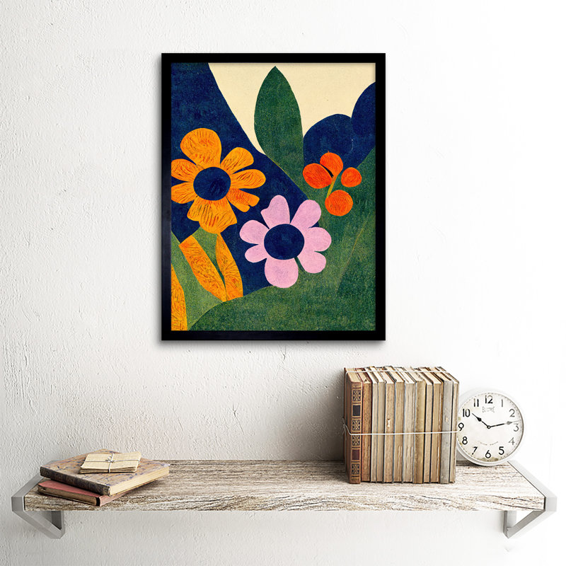 Abstract Bright Matisse Style Flowers - Single Picture Frame Print