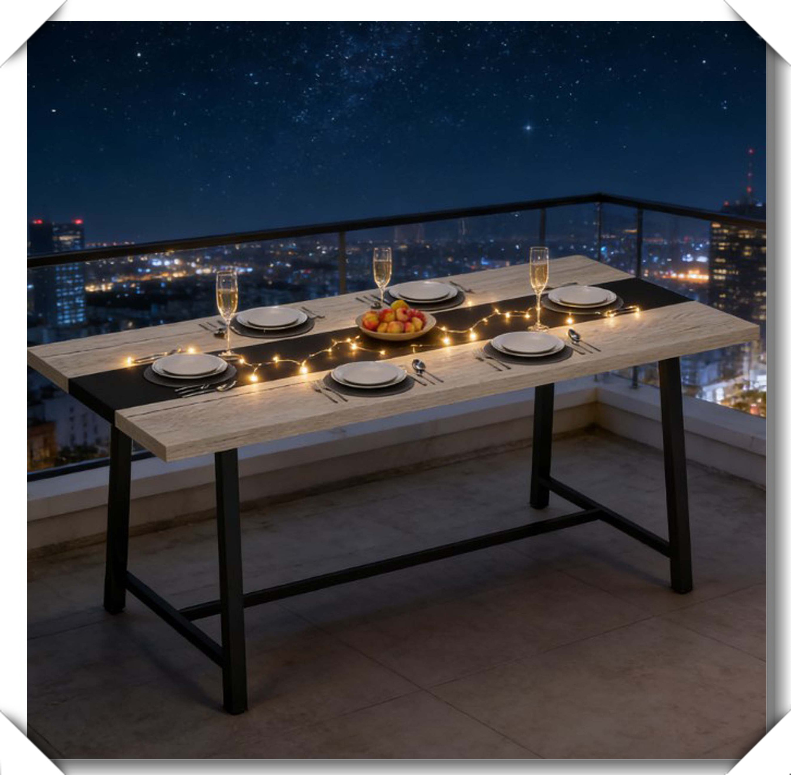 Trent Austin Design Industrial Wood Grain Steel Leg Long Dining Table ...