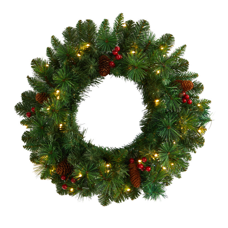 Faux Lighted 20'' Wreath