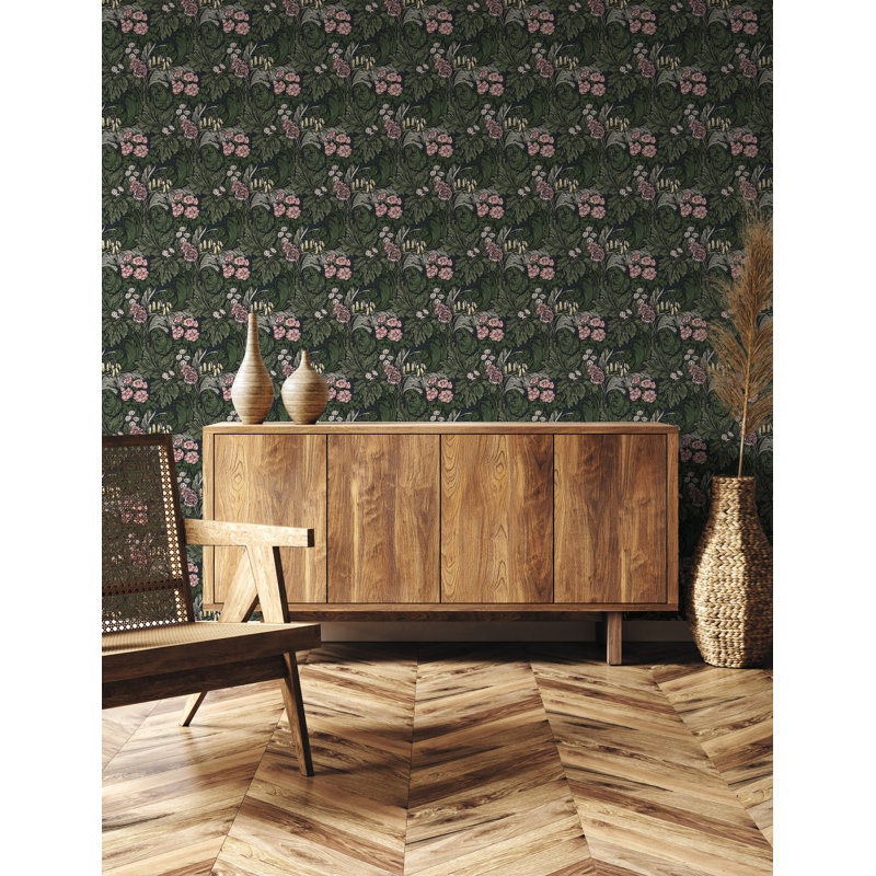 Llewelyn-Bowen - Off The Wall Floral Non-Woven Wallpaper Roll, Pink