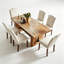 Ensemble de table de salle à manger rectangulaire en bois massif avec 6 chaises rembourrées, ensemble de salle à manger rustique 7 pièces