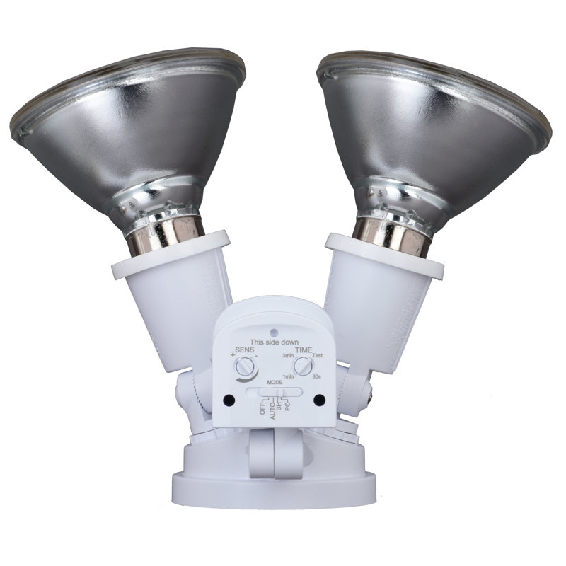 White Dual Head Motion Sensor Outdoor Security Flood Light