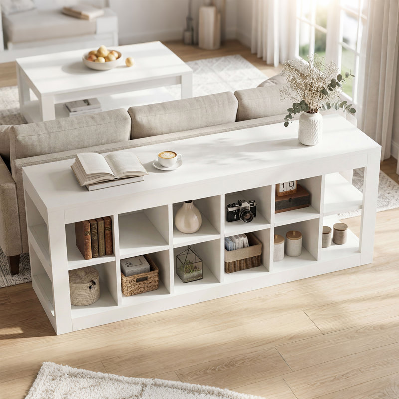 Bibliothèque de rangement à 12 cubes, tablette de rangement basse, l 52,36 po x P 13,78 po x H 21,26 po, blanc