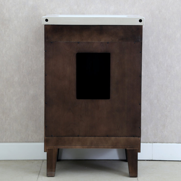24'' Dark Brown Wood Single Bathroom Vanity with Ceramic Top
