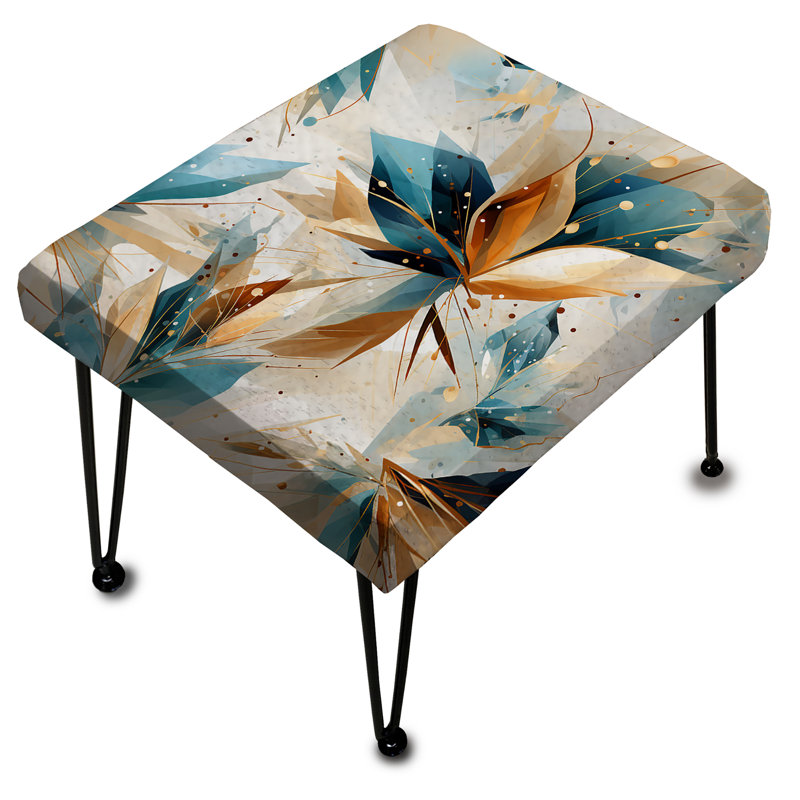 Repose-pieds rectangulaire bleu sarcelle et cristal glamour extravagant Glamour