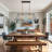 Yedidal 6-Light Dimmable Black Square / Rectangle Kitchen Island Pendant with Ribbed Glass Shade