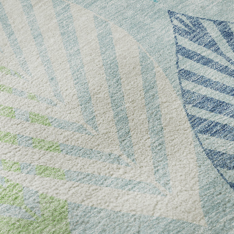 Premium Machine Washable Prisco Teal Rug, Rectangle 10' x 14'