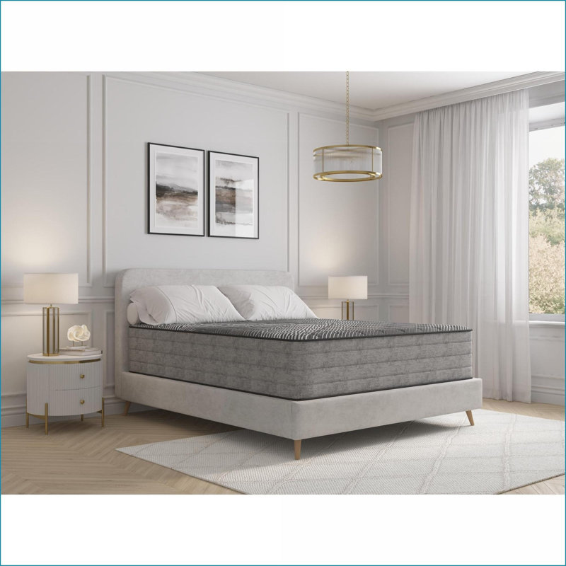 Mattresses: 14\" Firm Quilted King Mattress with Ice Cover, Copper-Infused Foam | Black | Foam+Spring, King