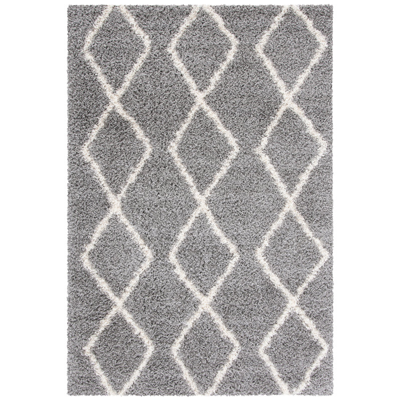 Tapis géométrique gris / ivoire, Rectangle 4 pi x 6 pi
