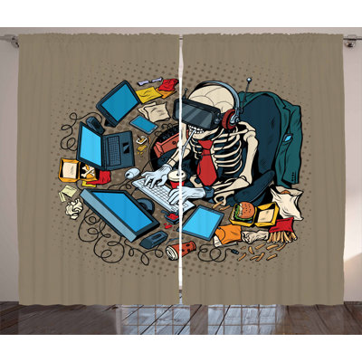 Gamer Pencil Pleat Room Darkening Thermal Curtain