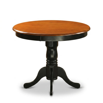 Ensemble de salle à manger rond en bois d'hévéa couleur babeurre et cerisier avec 4 chaises de salle à manger en bois (5 pièces)