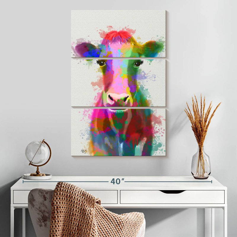 Brampt Rainbow Splash Cow, 32" H x 20" W