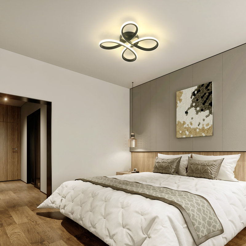 Camelia 4-Light Black LED Flush Mount, 4500K