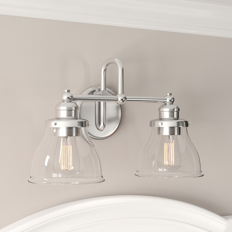 Éclairage pour salle de bain à intensité variable 2 lumières Baxter, Chrome, Verre transparent