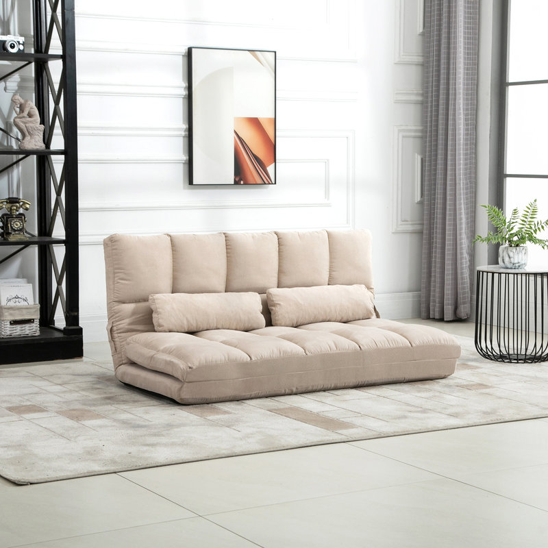 Canapé convertible, canapé-lit pliant, chaise longue d'invité, Polyester beige, H 23,5 po x l 51,3 po x P 28,8 po