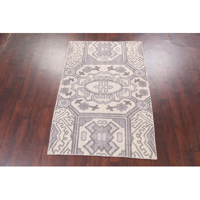 Lucciano One-of-a-Kind 4'0'' x 6'0'' New Age Rectangle Wool Area Rug in Beige and Ivory