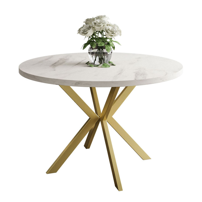 Alezia Round Dining Table, White, 76 H x 120 L x 196 W cm