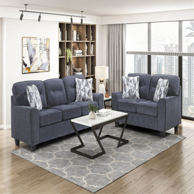 Mobilier de salon contemporain en bois et chenille