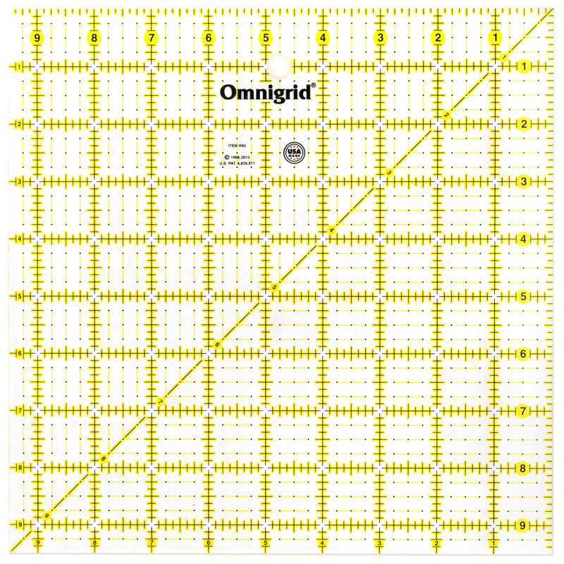 Omnigrid 9-1/2" x 9-1/2" Square Quilting and Sewing Ruler