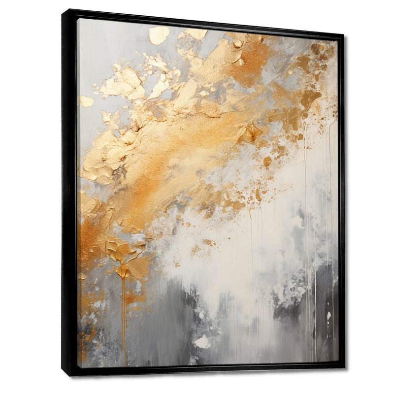 Sun Breaking Through The Clouds - Abstract Wall Art, 20" H x 12" W x 1" D, Black Floater Framed Canvas