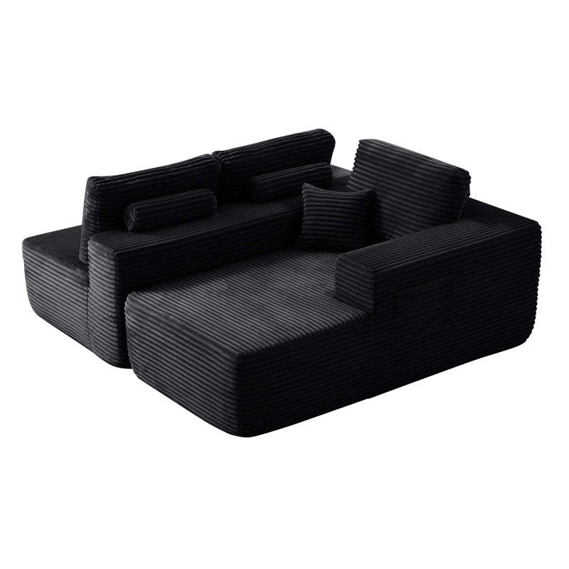 104" Cloud Sectional Sofa With L-Shape Chaise And Side Pockets, Modern Modular Design, Deep Seating, Upholstered Couch For Living Room/Bedroom, No Assembly Required (Plush Fabric),Right