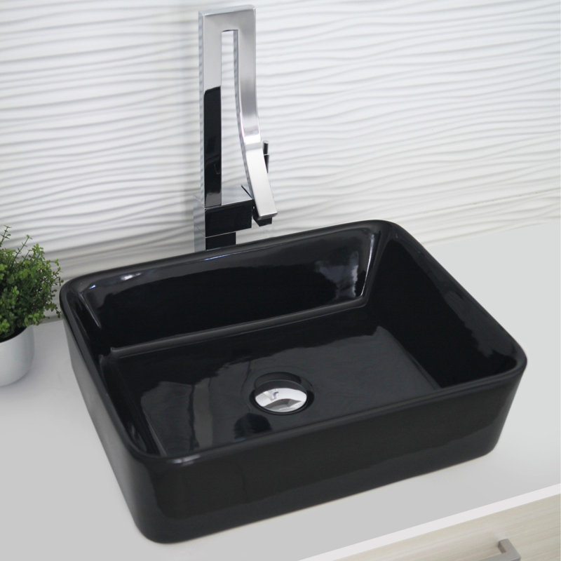 Lavabo vasque rectangulaire de L 18 3/4 po Opulence par STYLISH, Noir clair