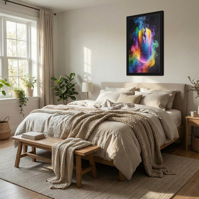Souris colorée à la mode avec effet de fumée arc-en-ciel, H 18 po x l 12 po