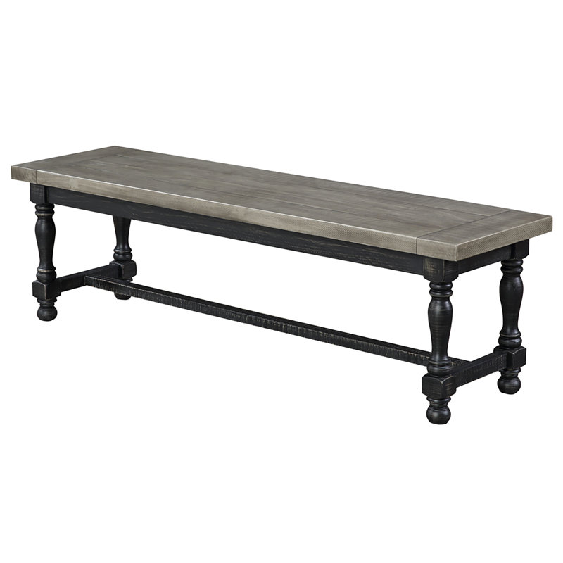 Riketa Solid Wood Bench, Black/Gray