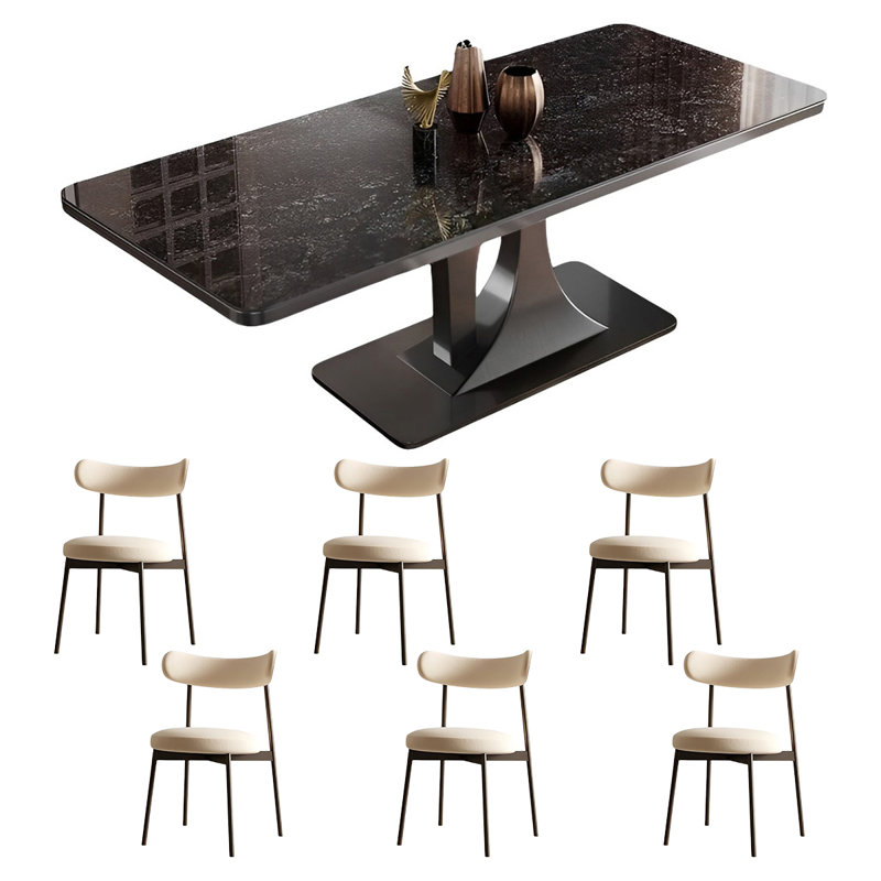Ensemble de table de salle à manger rectangulaire et chaises, H 29,52 po x L 70,86 po x l 35,43 po