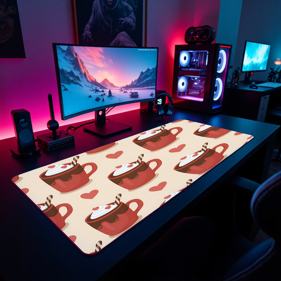 Hot Chocolate Hearts Desk Mat