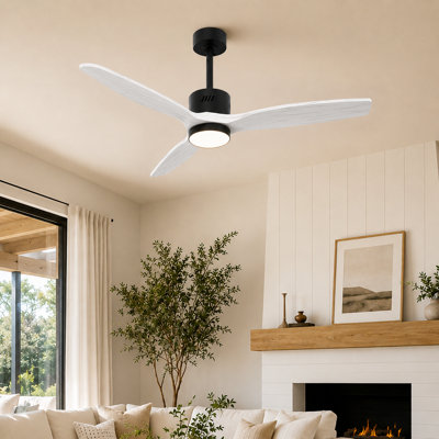 Ventilateur de plafond moderne à fixation sur tige verticale de 52 po avec trousse d'éclairage et télécommande, moteur CC 6 vitesses Vincent, pour une utilisation intérieure / extérieure couverte
