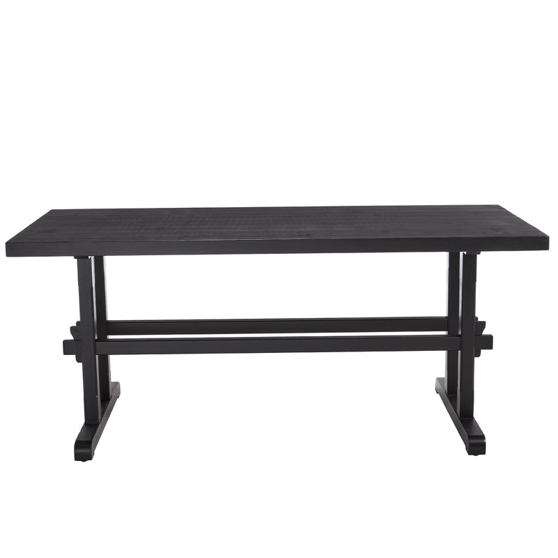 69" 6-Person Solid Wood Rectangular Dining Table, Black