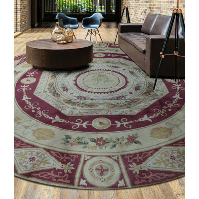 Tapis ivoire et rouge noué à la main de haute qualité