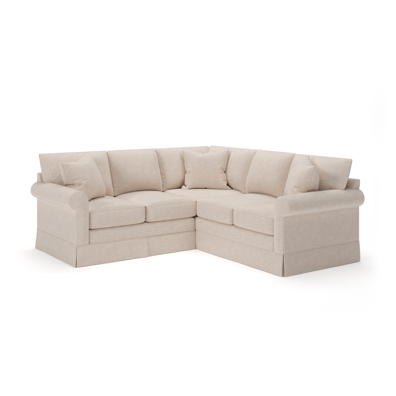 Friedman Upholstered L-Sectional, Lena Sand Performance Linen Blend