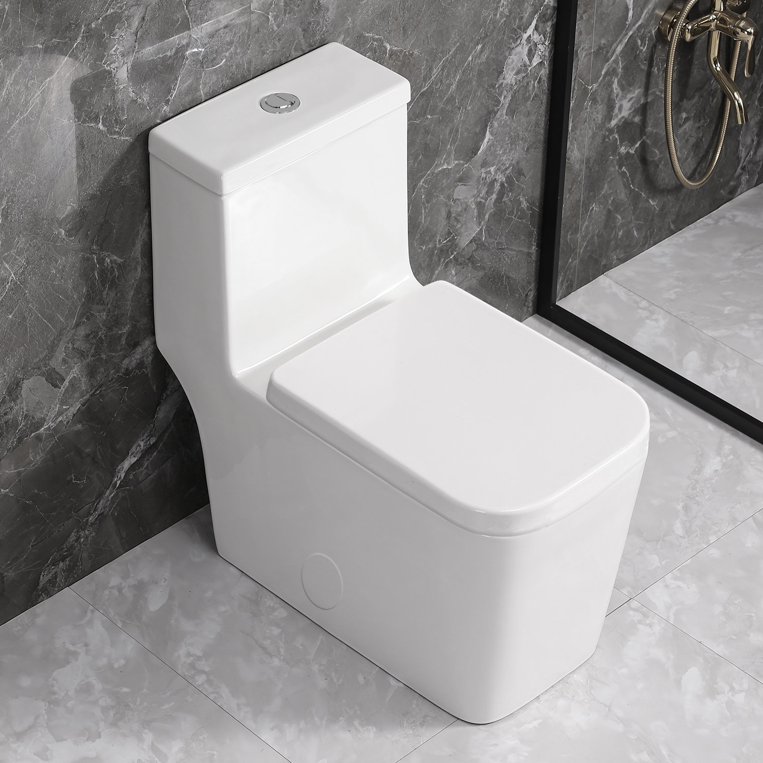 Superflo Wht-1 Square Elongated Wall Hung Toilet with Dual Flush, Compact Toilet(Water Tank Not Included) Finish: White