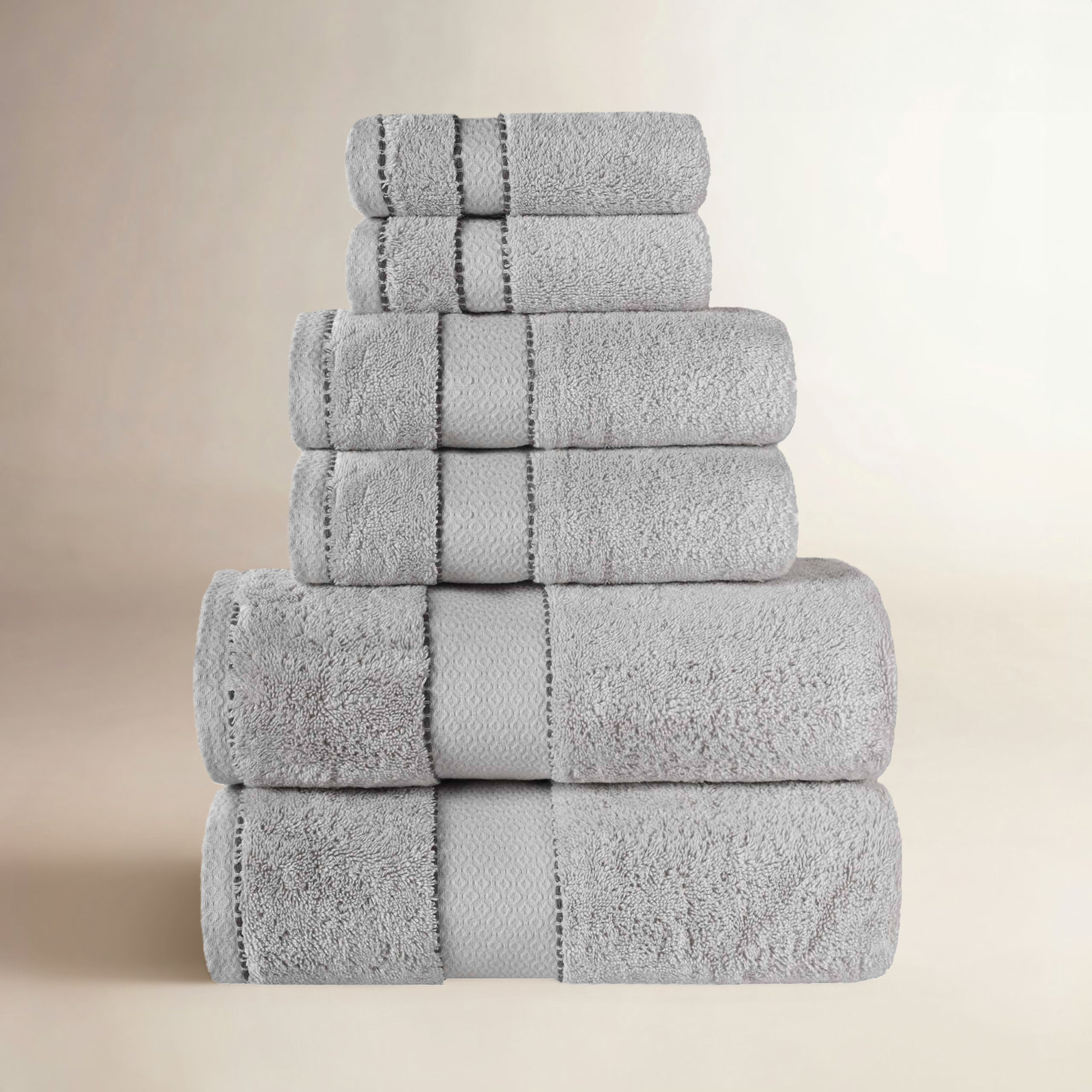 Niles 6-Piece Giza Cotton Towel Set, Platinum