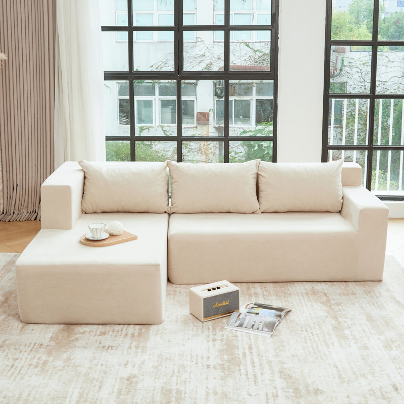 Modular Sectional Couch, Khaki Canvas, Right Hand Facing