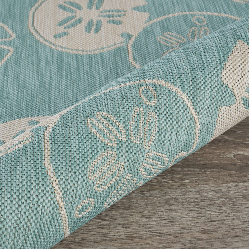 Seanda tissé à plat bleu sarcelle, Rectangle 7 pi 10 po x 9 pi 10 po